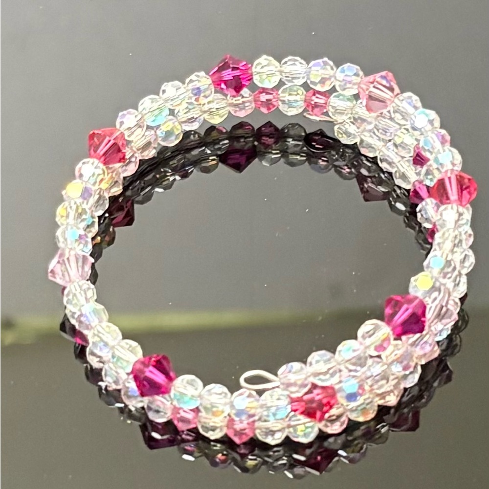 Iridescent Crystal & Pink Sparkle - Handmade